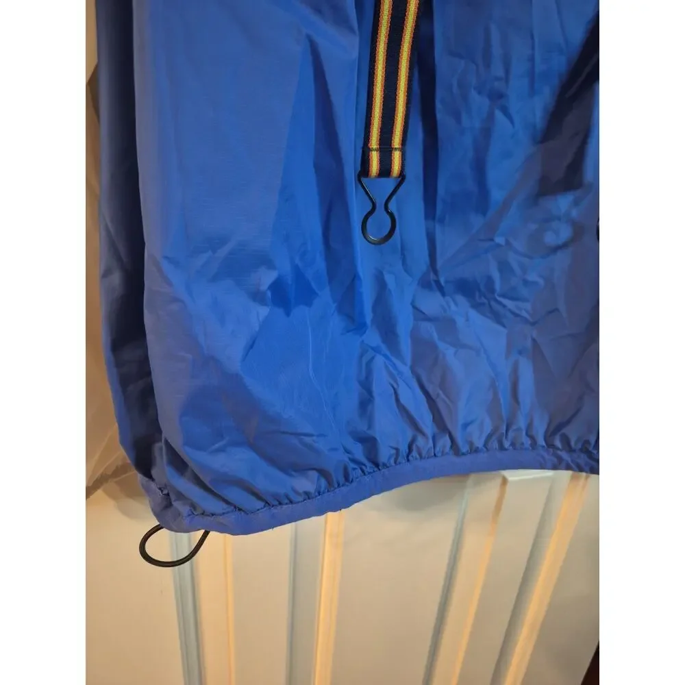 Kappa KWAY Blue White Windbreaker Jacket Medium Hoodie Italy Le Vrai Leon Banda